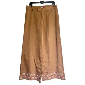 Vintage TOMMY Jeans Khaki Wide Leg Embroidered Pants Size 13